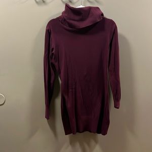 Size small burgundy sweater dress with wide turtle neck.
